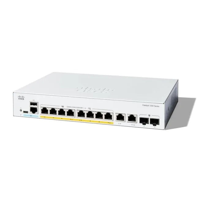 Cisco Catalyst 1200 8-Port GBit Ethernet PoE Switch, 8xGE PoE+, 2x1G, Ext PSU C1200-8P-E-2G