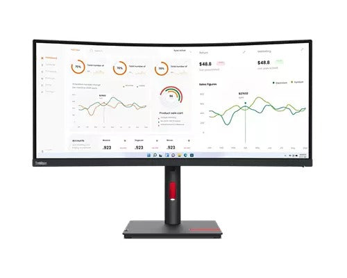 Lenovo T34w-30 34 WQHD Curved Monitor, DP, HDMI, USB-C, LAN, 4xUSB, H/Adjst, Tlt, Swvl 63D4GAR1AU