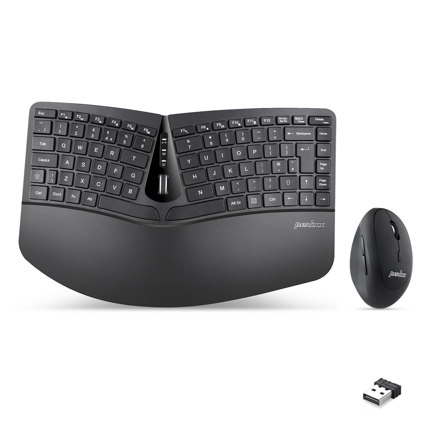 Perixx PERIDUO-606 Wireless 3-in-1 Combo with Ergonomic Mini Keyboard, Vertical M PERIDUO-606