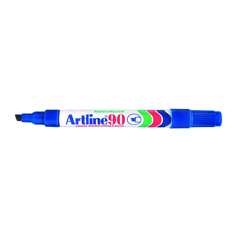 Artline 90 Permanent Marker 5mm Chisel Blue Box of 12 - 109003