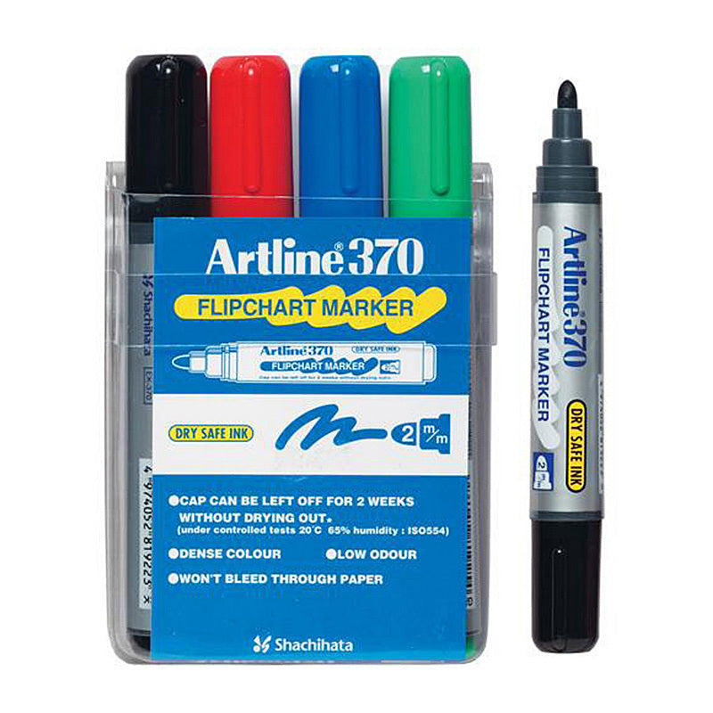 Artline 370 Flipchart Marker 2mm Bullet Astd Wlt4 - 137044
