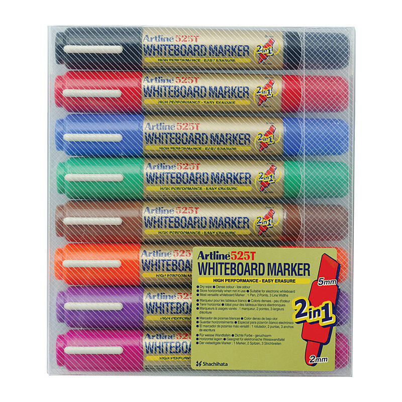 Artline 525T Whiteboard Marker Dual Nib Ast Wlt8 - 151548