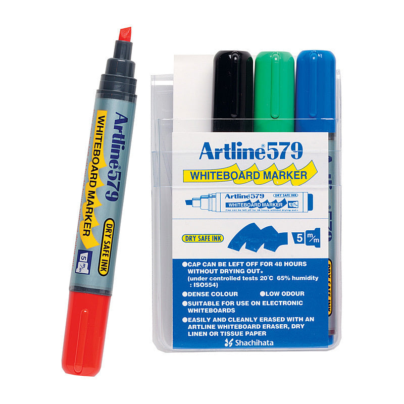 Artline 579 Whiteboard Marker 5mm Chisel Astd Wlt4 - 157944