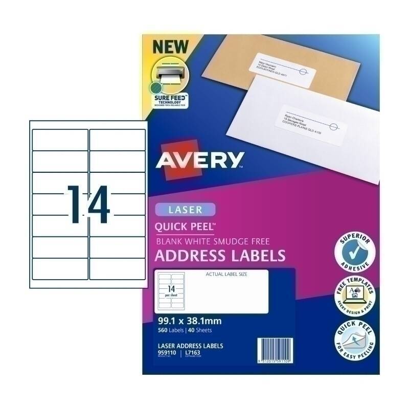 Avery LsrLabel L7163 14UP Pk40 - 959110