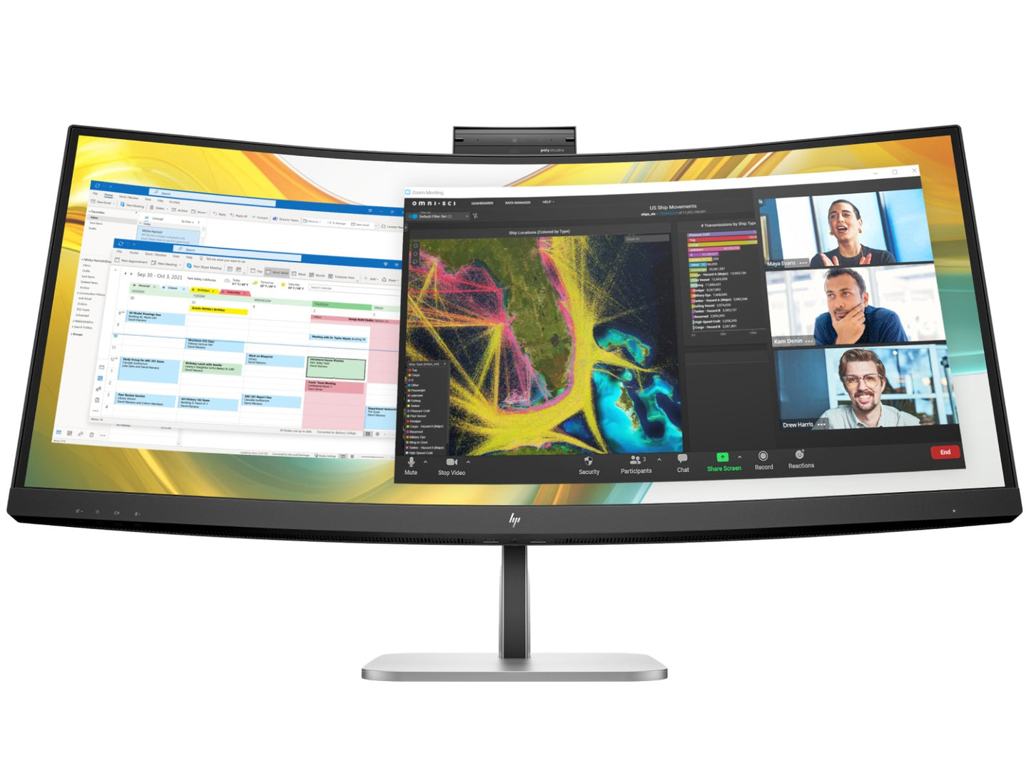 HP Series 5 Pro 534PM 34" WQHD Monitor, Curved, DP, HDMI, USB-C, Webcam 9E0Z2UT