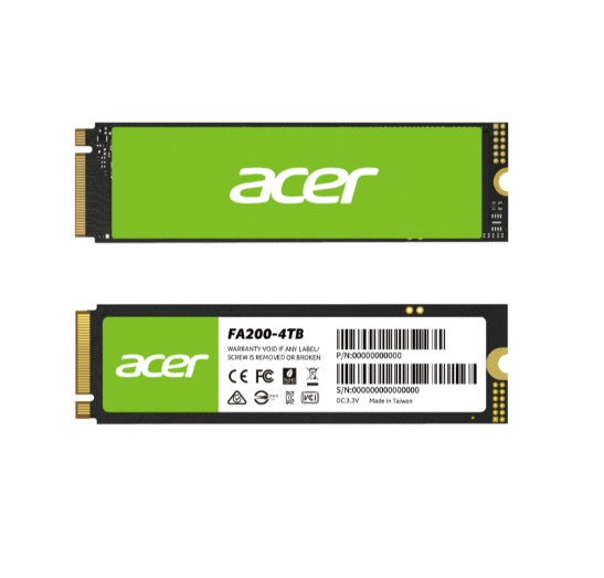 ACER FA 200-4TB M.2 SSD NVMe 2.0 PCIe Gen 4x4 Read speed 7100MB/ s Write Speed 6100MB/s BL.9BWWA.150 - 5 Year Warranty BL.9BWWA.150
