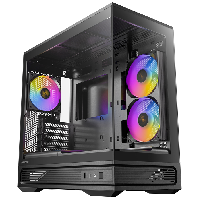 Antec C2M ARGB - Black, Micro-ATX/ITX, steel/glass, 5 slots, 415mm GPU, 165mm CPU, 240mm ARGB fan, USB-C 10Gbps C2M ARGB