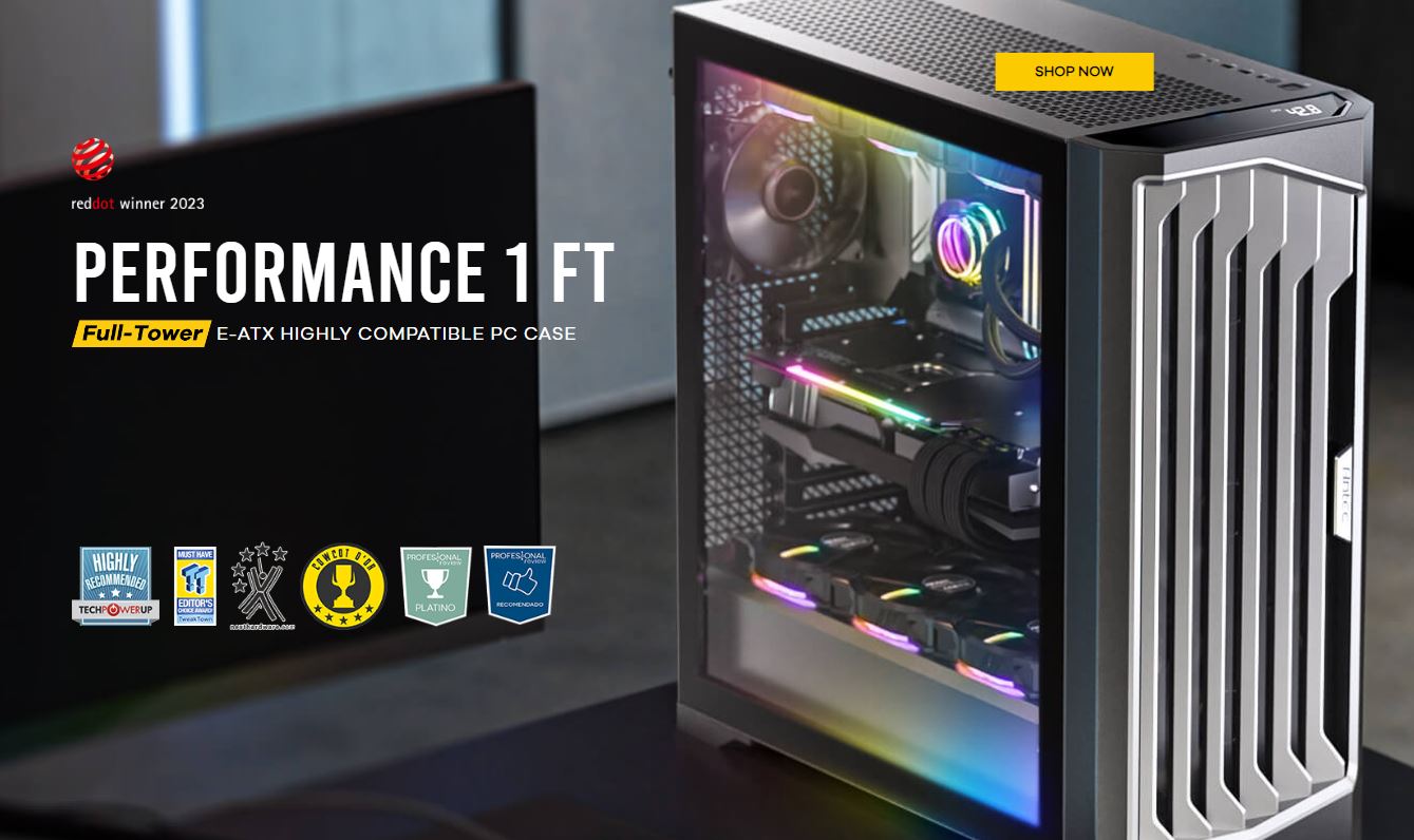 Antec Performance 1 FT AXT, E-ATX ARGB Full Tower Editor's Choice, Temperature Display, USB-C, 4x ARGB Fans w/control, Gaming Case Performance 1 FT ARGB