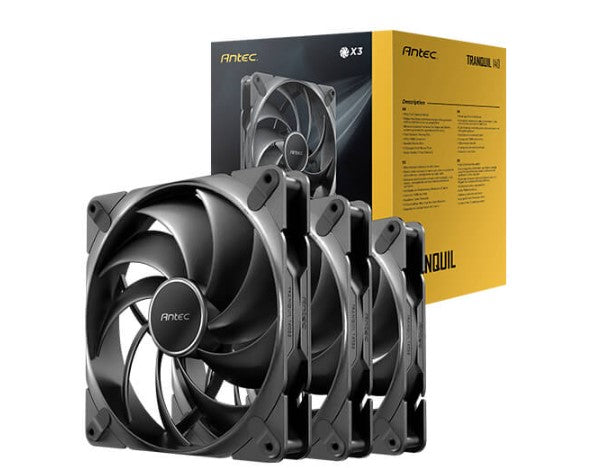Antec Tranquil140, PWM, 2000RPM, 59.23CFM, 2.46mmH2O, 4 Pin PWM Connector, 140mm x 25mm Performance case Fan, Tranquil Series 3 Pack(LS) TQ140-3PK