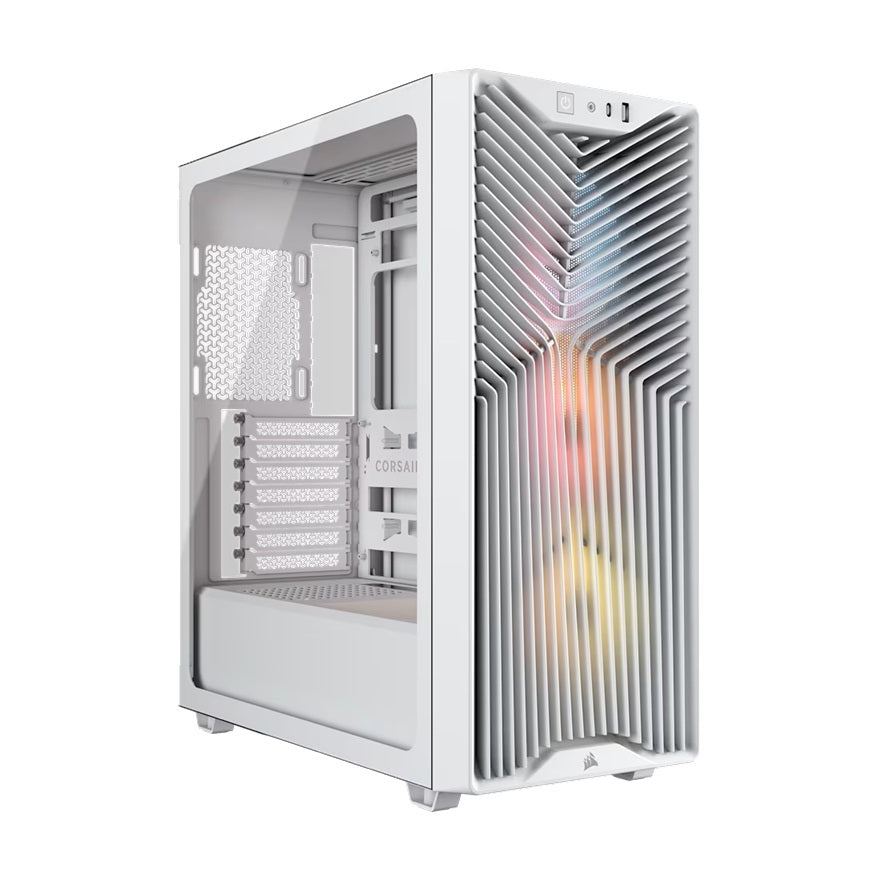 Corsair 3200D RS ARGB Mid-Tower PC Case- White, ATX mATX ITX, TG panel, ARGB fans, 400mm GPU, 165mm CPU, 360mm rad, USB-C, 7 slots, 2x2.5 1x3.5, 2yr w CC-9011345-WW
