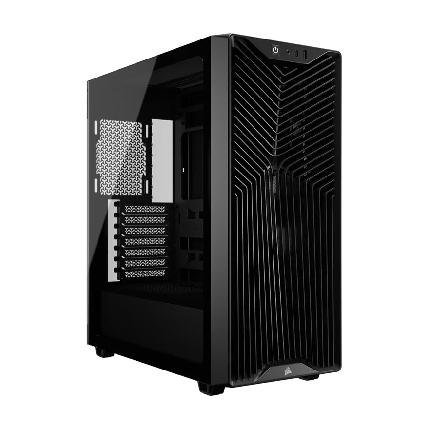 Corsair 3200D RS Mid-Tower PC Case - Black, ATX mATX ITX, TG panel, 400mm GPU, 165mm CPU, 360mm rad, USB-C, 7 slots, 2x2.5 1x3.5, 2yr wty, steel TG CC-9011334-WW
