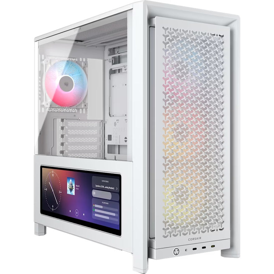 Corsair FRAME 4000D LCD RS ARGB Premium Mid-Tower PC Case- White, ATX/mATX/ITX/E-ATX, 486x490x239mm, 430mm GPU, 360mm rad, tempered glass CC-9011327-WW