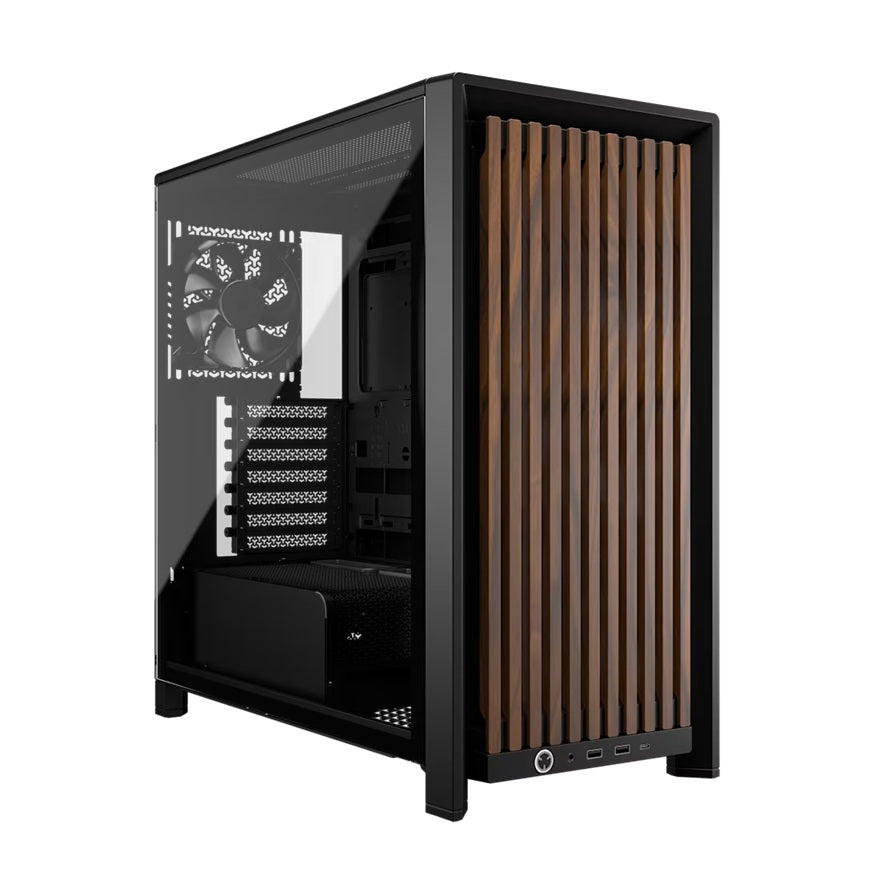 Corsair FRAME 4000D WOOD RS Modular Mid-Tower PC Case - White/Walnut, E-ATX ATX mATX ITX, TG wood, 430mm GPU, 170mm CPU, 360mm rad, USB-C, vert GPU CC-9011340-WW