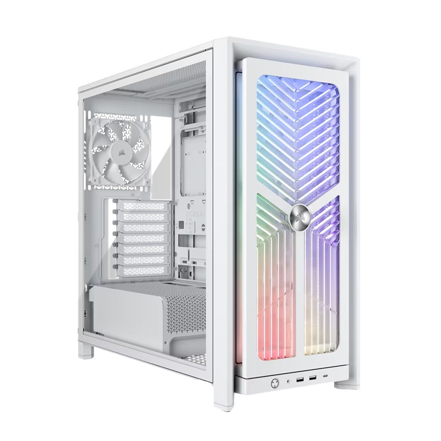 Corsair FRAME 4000X RS Mid-Tower PC Case - White, Mid-Tower ATX/E-ATX Mini-ITX Micro-ATX 430mm GPU 170mm CPU 360mm rad TG USB-C 3x120/2x140 fans CC-9011303-WW