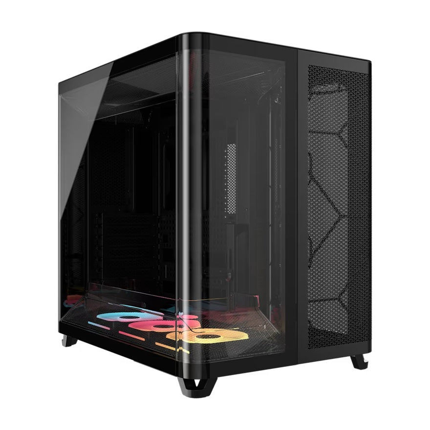 Corsair AIR 5400 LX-R RGB iCUE LINK Triple Chamber Mid-Tower PC Case - Black; ATX/E-ATX; 467x470x340mm; TG; 360GPU; 180CPU; 360RAD; USB-C CC-9011320-WW