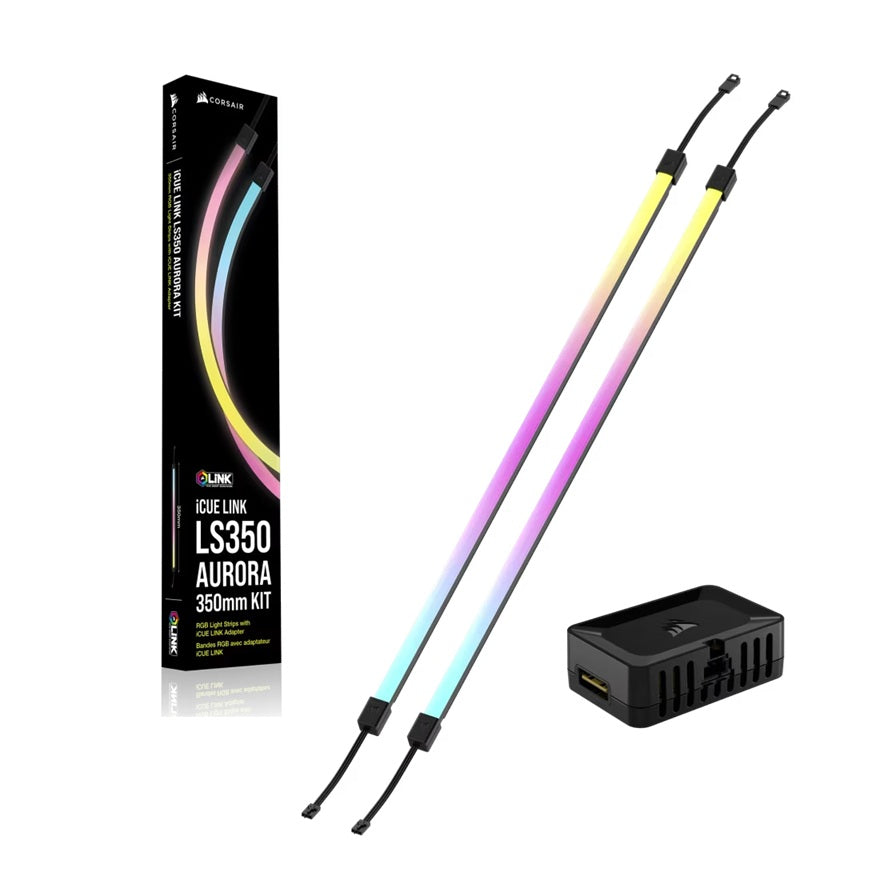 Corsair iCUE LINK LS350 Aurora RGB Light Strips - 350mm Kit- 350x10x10mm, magnetic mount, black, addressable LEDs CL-9011135-WW