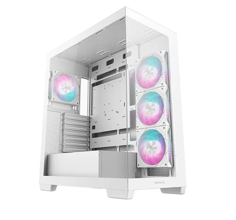 DeepCool CG580 4F WH (White)Panoramic ATX Mid-Tower Case, 4 x Pre Installed Fans Single Chamber, Support Up to 2x 360mm Radiators, Front 2x USB3.0 (LS R-CG580-WHADA4-G-1