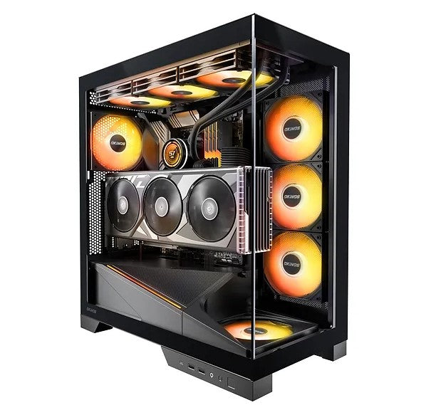 OKINOS AQ9 ARGB, Pre-Installed 5x120mm ARGB PWM Fan, ATX Mid Tower PC Case, Computer case with Panoramic View, Tempered Glass Side Panel, Type C Port CAO-AQ9ARGB
