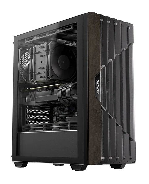 OKINOS Cypress 5 Oak Wood ATX, Type-C, 4 x 120mm 3Pin Non-PWM CaseFans Preinstalled, Tempered Glass Side Panel, BlackMid-Tower Computer Case CAO-C5ARIR