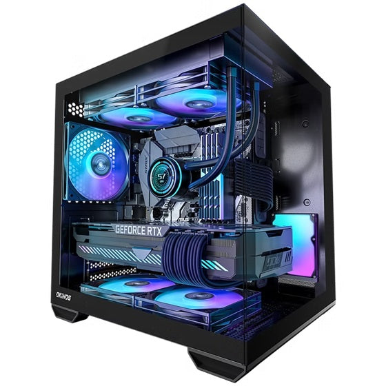 OKINOS Mirage 4 mATX ARGB Case, ARGB controller, 4x ARGB Fans. Ultimate thermal, Steel, 2x USB3.0, 1x3.2 Gen2 USB-C, Black Tower Case CAO-M4ARGB-BK