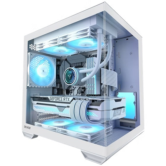 OKINOS Mirage 4 mATX ARGB Case, ARGB controller, 4x ARGB Fans. Ultimate thermal, Steel, 2x USB3.0, 1x3.2 Gen2 USB-C, White Tower Case CAO-M4ARGB-WH