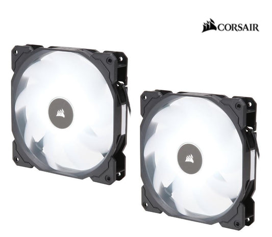 Corsair Air Flow 140mm Fan Low Noise Edition / White LED 3 PIN - Hydraulic Bearing, 1.43mm H2O. Superior cooling performance. TWIN Pack! CO-9050088-WW