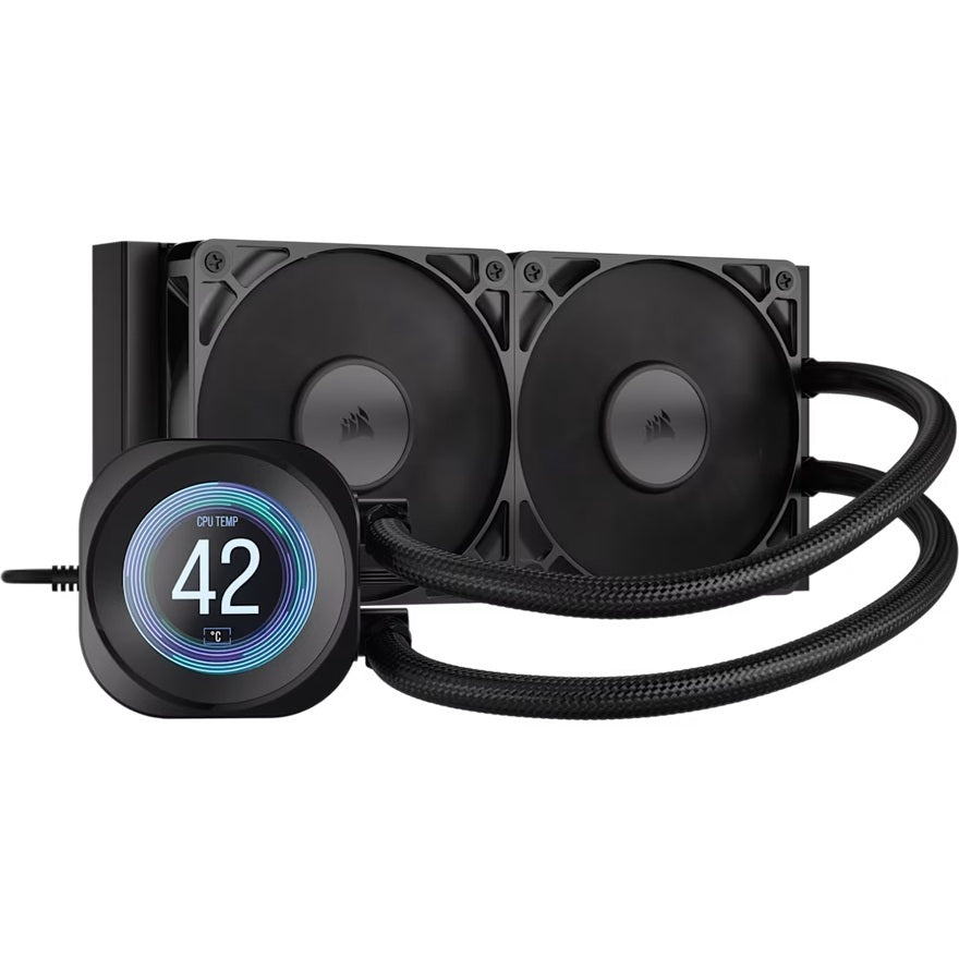 Corsair NAUTILUS 240 RS LCD Liquid CPU Cooler - Black, 240mm rad, LCD pump, 2x PWM fans, 2100 RPM, AM5/LGA1851, copper plate, 400mm tube, 36dBA CW-9061031-WW