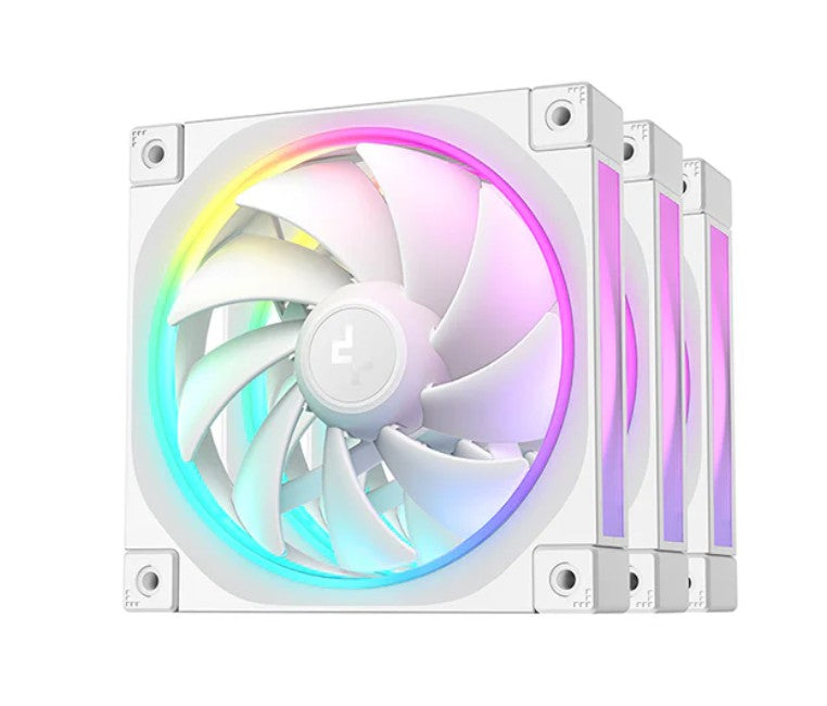 DeepCool FL12 White 120mm Unique ARGB Fans, Low Noise, 4-pin PWM, Fluid Dynamic Bearing, Addressable RGB LED R-FL12-WHAPN1-G