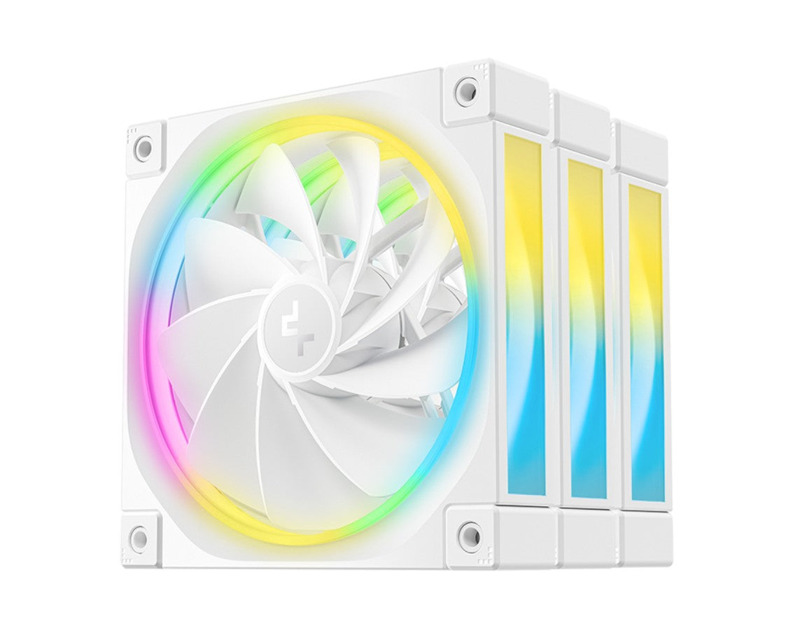 DeepCool FL12R White 120mm (3-Pack) Unique Addressable RGB High Performance Fans, Low Noise, 4-pin PWM, Fluid Dynamic Bearing R-FL12R-WHAPN3-G