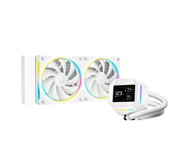 DeepCool LM240 WH ARGB Liquid Cooler With Mini LCD Screen IntelLGA1851/1700/1200/1151/1150/1155 AMDAM5/AM4 R-LM240-WHDMMC-1