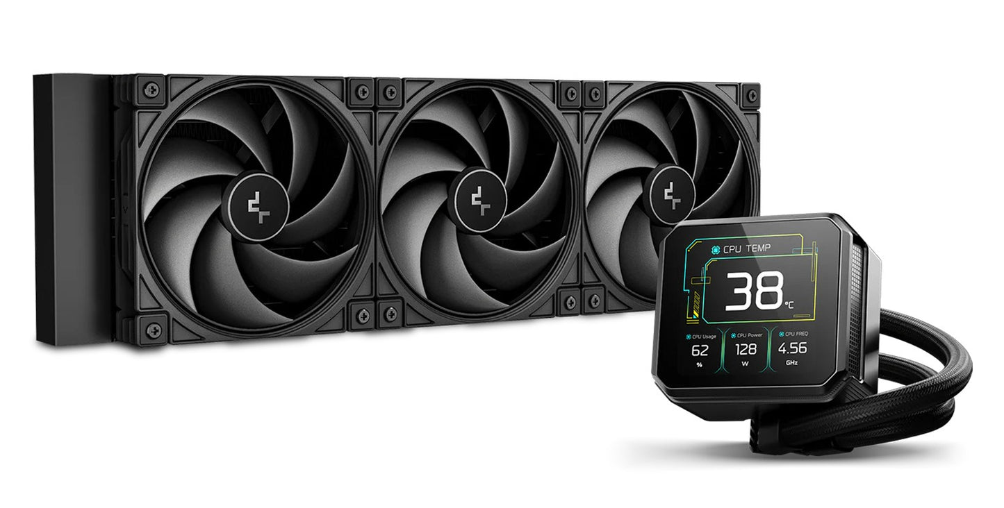 DeepCool SPARTACUS 360 Fully Customisable 6th Gen Liquid Cooler with Silent Ring Fans, 3.4' LCD R-SPT360-BKDSMP-G-1