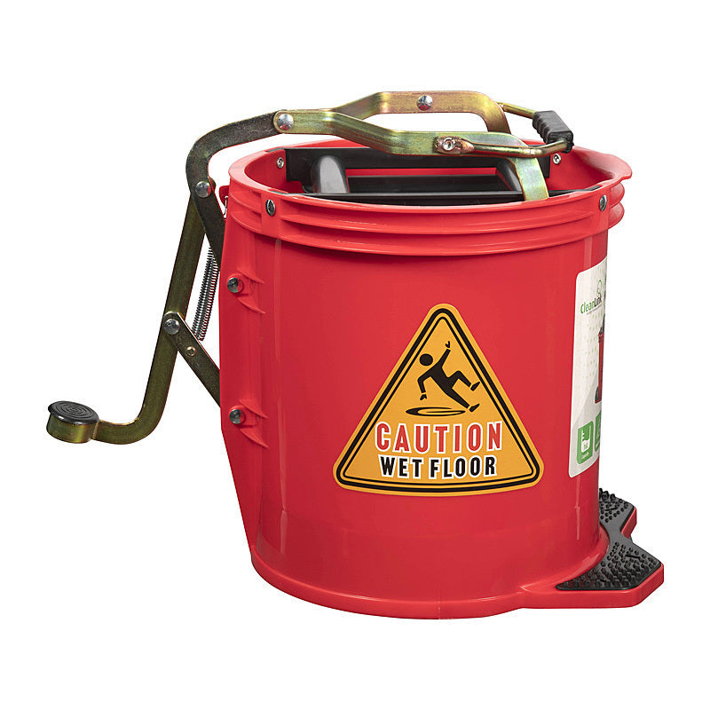 Cleanlink Heavy Duty Mop Bucket Metal Wringer 16L Red - 12003