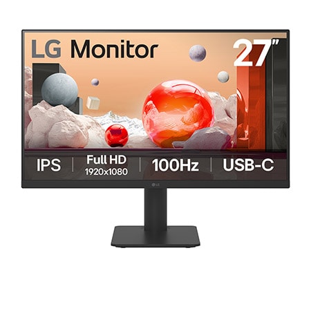 LG 27MS570B 27 FHD USB-C Monitor, 100Hz, 2xHDMI, H/Adjust, Tilt, Speakers, VESA 27MS570B-B