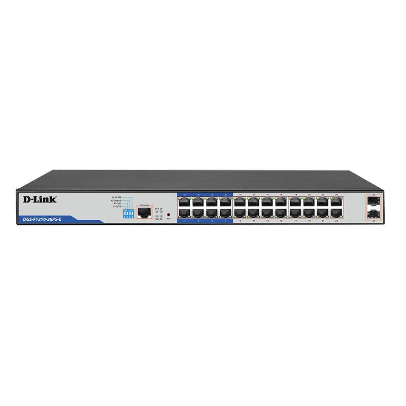 D-Link DGS-F1210-26PS-E 24-Port Gigabit Smart PoE+ Switch + 2 SFP DGS-F1210-26PS-E