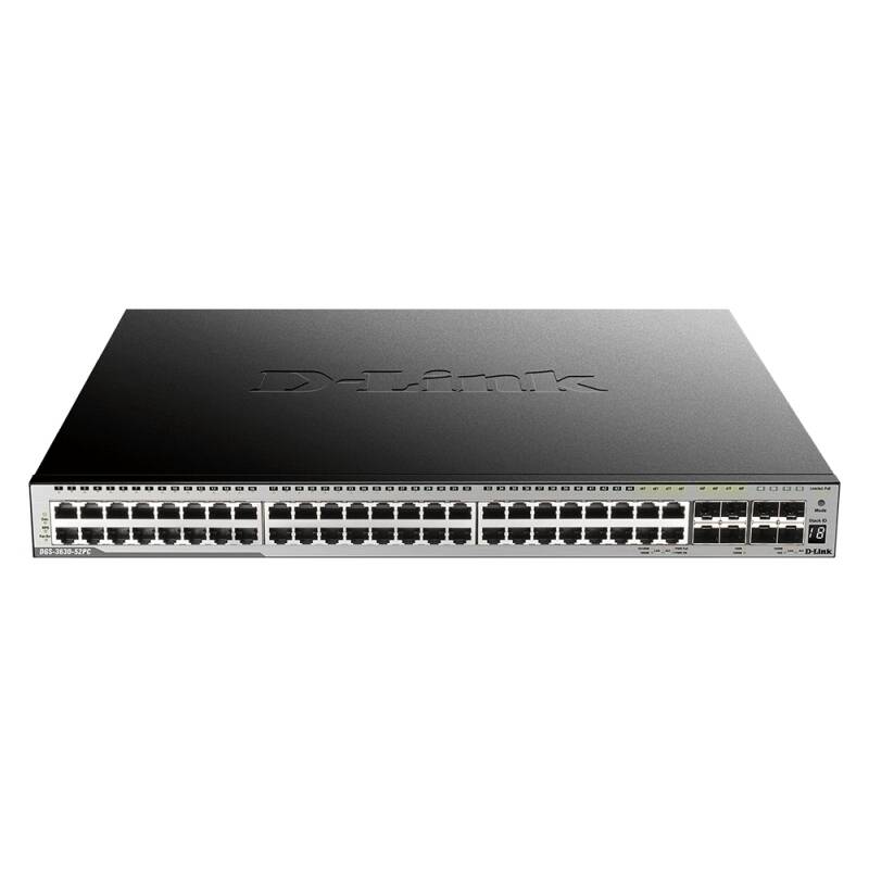 D-Link 52-Port Layer 3 Stackable Gigabit PoE Switch with 4 10GbE Ports - DGS-3630-52PC