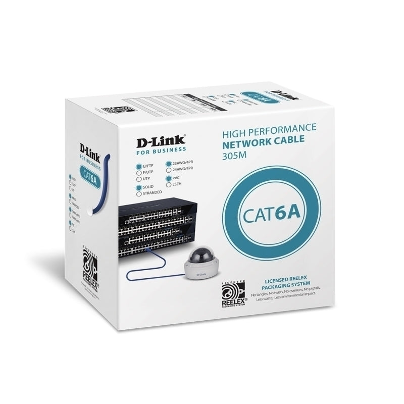 D-Link Cat6A U-FTP 23AWG Network Cable 305m in Reelex packaging - Blue - NCB-6AUFS23BLU-305