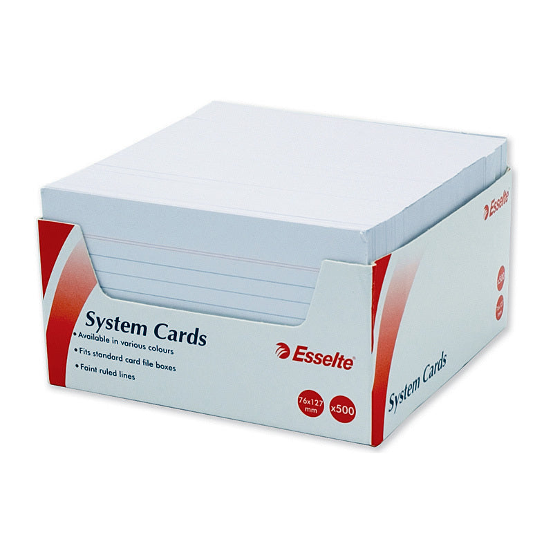 Esselte System Cards 127X76mm (5X3) White Pk500 - 316785