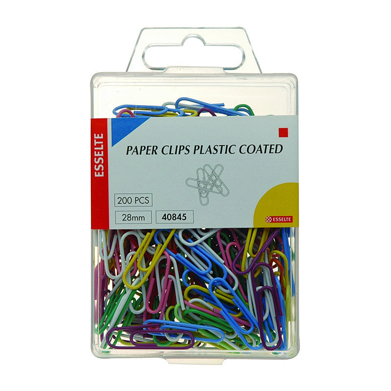 Esselte Paper Clip Plastic Coated 28mm Ast Box of 200 - 40845