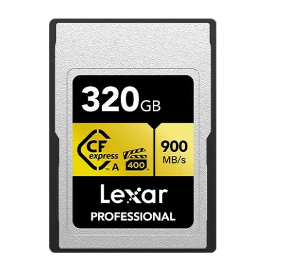 Lexar Professional CFexpress Type A card Gold series 320GB -- CFexpress Type A Professional Gold Series, up to 900MB/s read, 800MB/s write LCAGOLD320G-RNENG