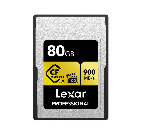 Lexar Professional CFexpress Type A card Gold series-CFexpress Type A Professional Gold Series, up to 900MB/s read, 800MB/s write 80GB LCAGOLD080G-RNENG