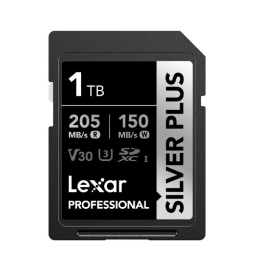 Lexar Professional SILVER PLUS 1TB SDXC UHS-I Card speeds of up to 205MB/s and 150MB/s and supports seamless recording of FULL-HD and 4K videos LSDSIPL001T-BNNNG