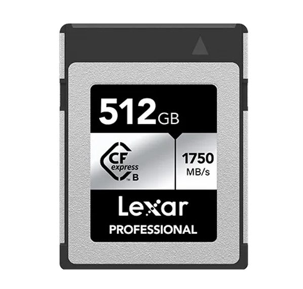 Lexar Professional CFexpress Type B card Silver Series 512GB Up to 1750MB/S read, up to 1300MB/s write, minimum sustained write speed 850MB/s1 LCXEXSL512G-RNENG