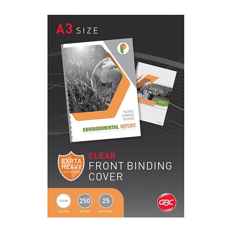 GBC Binding Cover A3 250 Micron Clear Pk25 - BCP25CLRA325