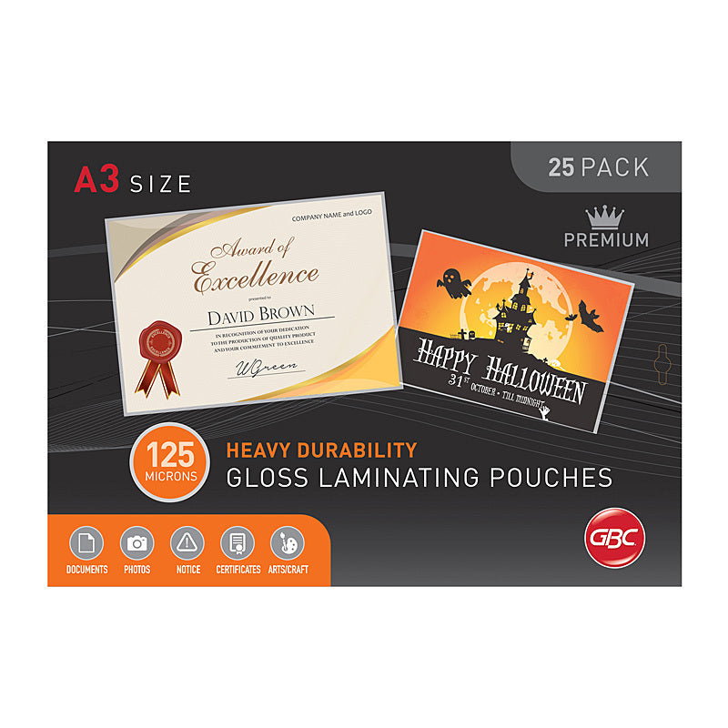 GBC Laminating Pouch A3 125 Micron Pk25 - BL125M25A3