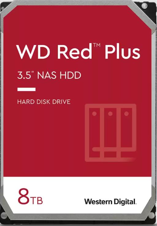 Western Digital WD Red Plus 8TB 3.5' NAS HDD SATA WD80EFPX 215MB/s 5640 RPM 256MB Cache 3-Year Limited Warranty WD80EFPX