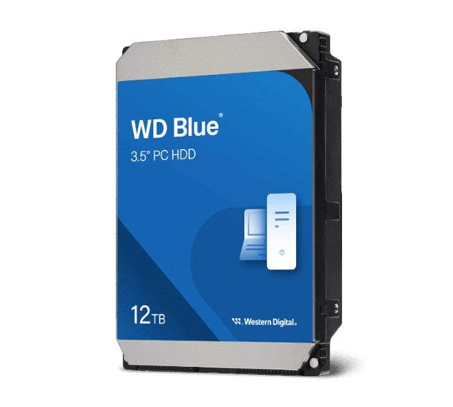 Western Digital WD Blue PC Desktop Hard Drive - 12TB, 3.5', SATA, up to 260MB/s, 7200 RPM, CMR, 512MB, 2Y Warranty WD120EAGZ