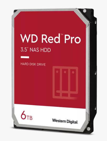 Western Digital WD Red Pro 6TB 3.5' NAS HDD SATA3 7200RPM 256MB Cache 24x7 300TBW ~24-bays NASware 3.0 CMR Tech WD6005FFBX