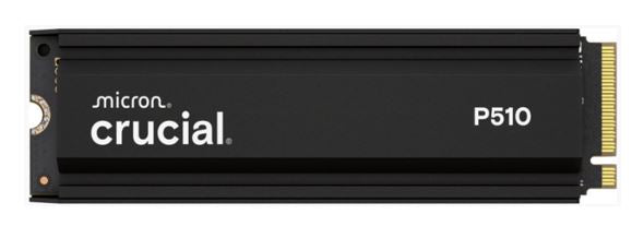 Crucial P510 2TB Gen5 2280 NVMe M.2 SSD Heatsink 10,000 / 8,700 MB/s R/W 1200TBW 1.4M IOPS 1.5M hrs MTTF Full-Drive Encryption 5yrs CT2000P510SSD5