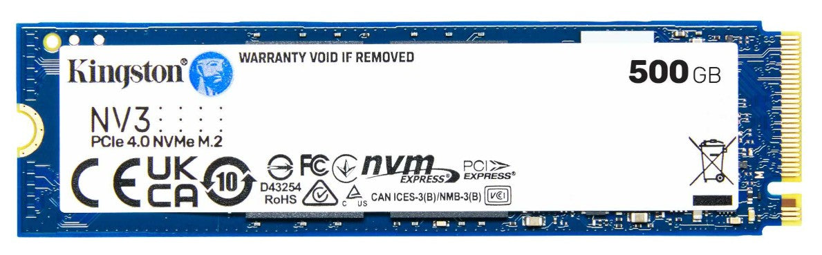 Kingston SNV3S NV3 500G PCle 4.0x4 NVMe M.2 2280 Gen4 SSD 5000/3000MB/s 3D HAND compaitible Notebook and SFF 5Y Limited SNV3S/500G