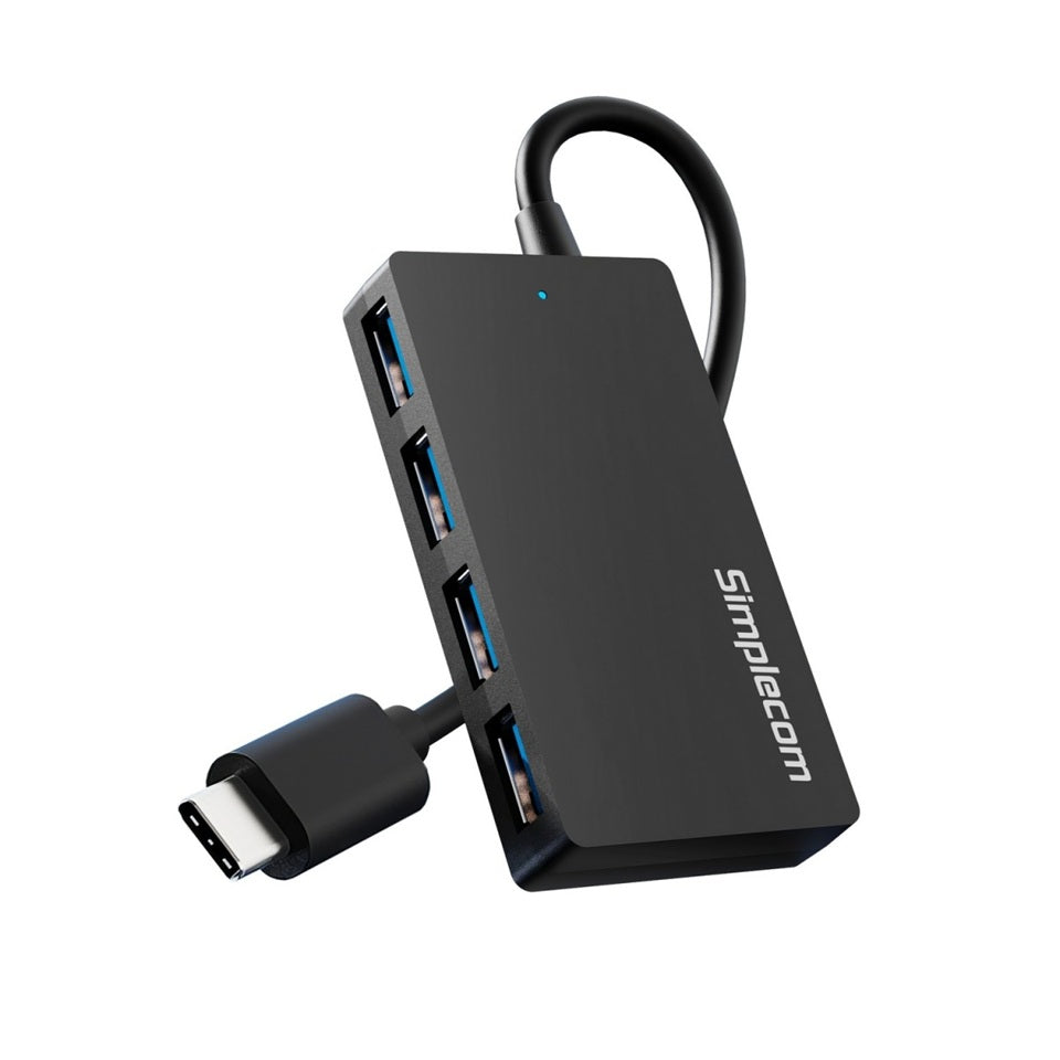 Simplecom CH352 USB-A to 4xPort SuperSpeed USB 3.2 Gen1, 5Gbps, plug & play, bus-powered, ABS, 76x41x11mm, 35g, 15cm cable, Win/macOS/Linux compatible CH352
